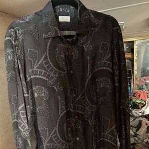 Fantastic Rare Brioni Silk Black Paisely Shirt
